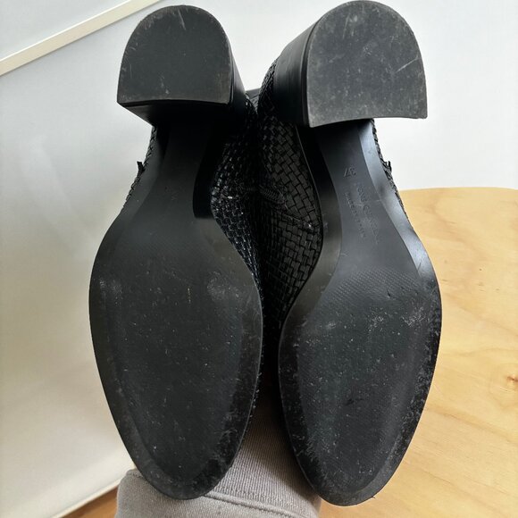 PONS QUINTANA Black Woven Leather Booties - Size 37 - Picture 6 of 8